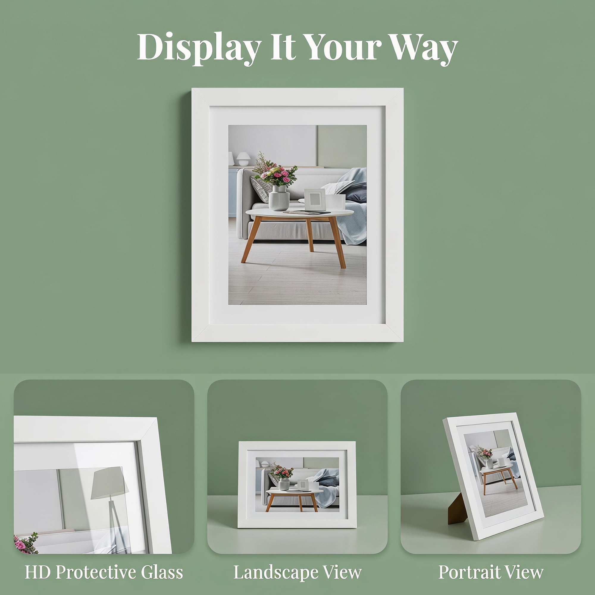 Unique Bargains Classic Wood Wall Mounting Picture Frame White 5" x 7"