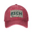 thumbnail image 1 of DouZhe Adjustable Washed Cotton Baseball Cap - I'm Rich Prints Vintage Dad Hat Unisex Sports Caps (Red), 1 of 6