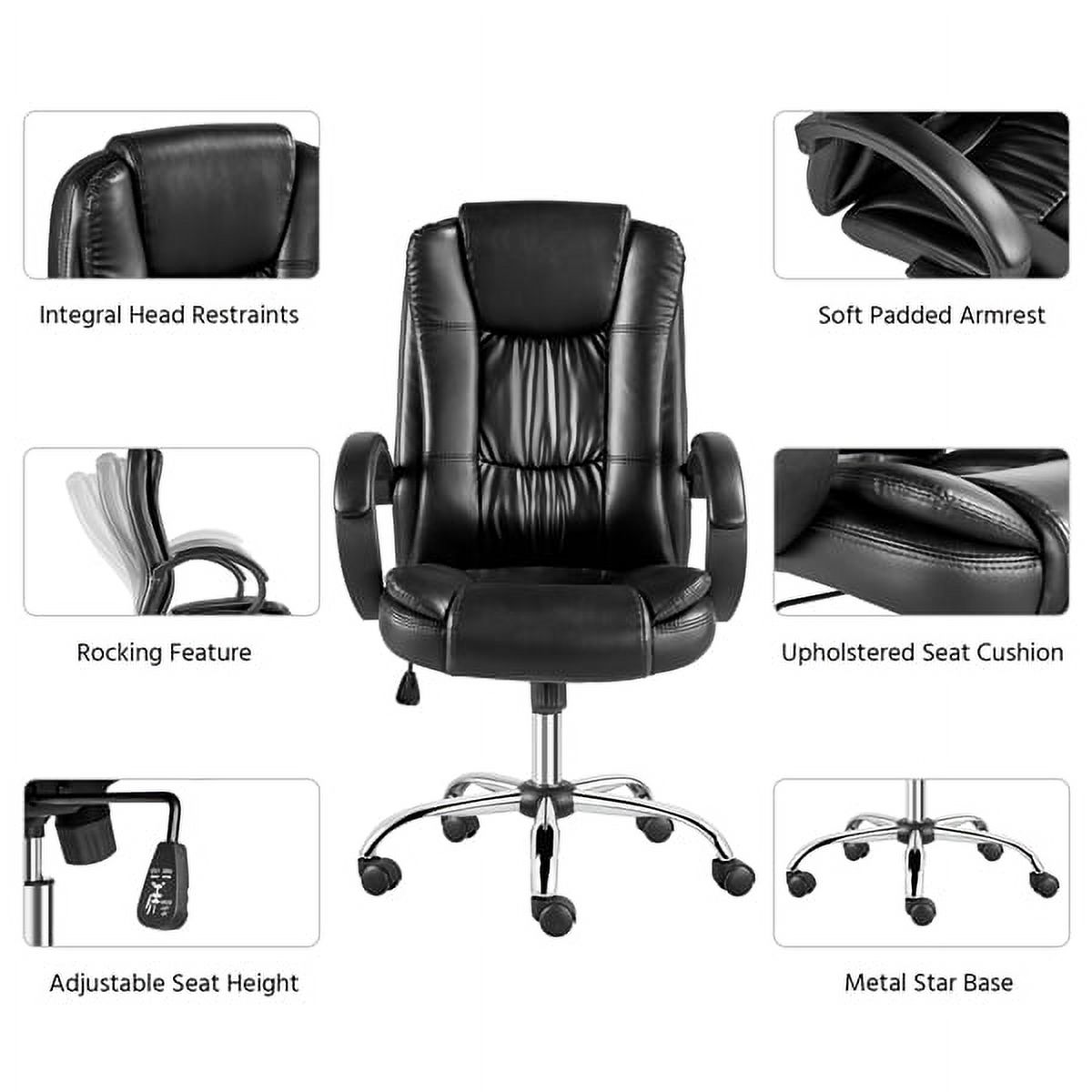 Alden Design Adjustable High Back Ergonomic Faux Leather Swivel Office Chair, Black - image 5 of 13