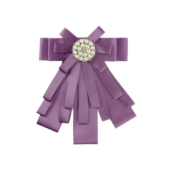 INSPIRE CHIC Women's Pretied Pin Brooch Ribbon Bowknot Party Bow Tie with Beads