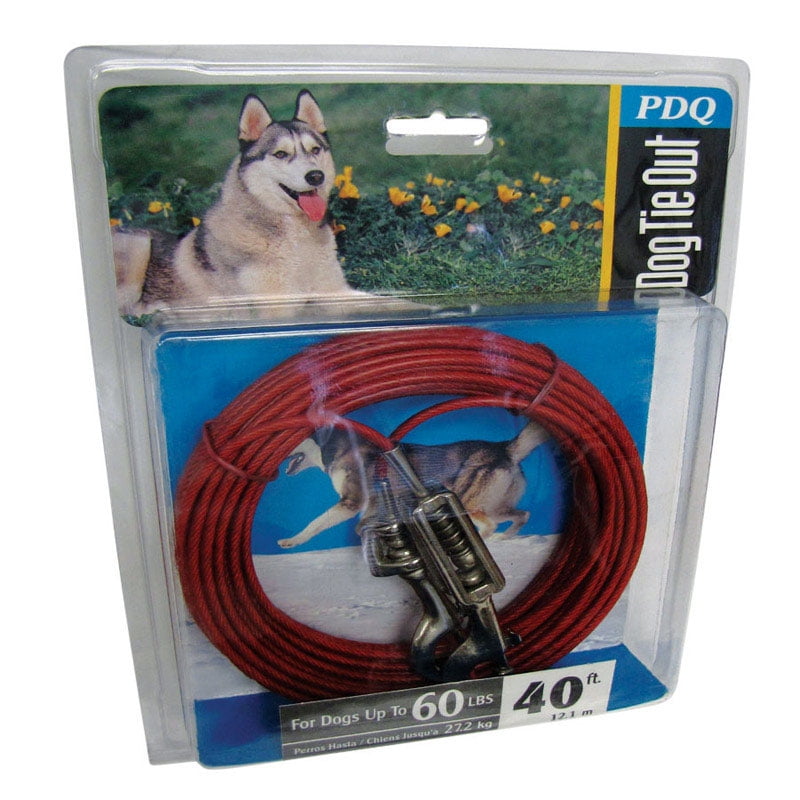 Boss Pet PDQ Red Vinyl Coated Cable Dog Tie Out Large