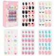 thumbnail image 1 of 120 uñas postizas para niñas, prepegadas, cobertura total, adhesivas, a presión, 1 of 9