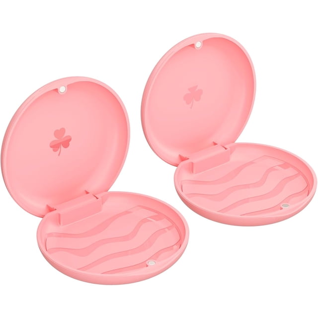 ZIZNBA (2 Pack) Retainer Cases,Solid Orthodontic Retainer Case (Pink)