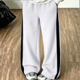 thumbnail image 2 of HAOTAGS Girls Sweatpants (5-15) Wide Leg Elastic Waist Pockets Side Stripe Track Pants White Size 11, 2 of 9
