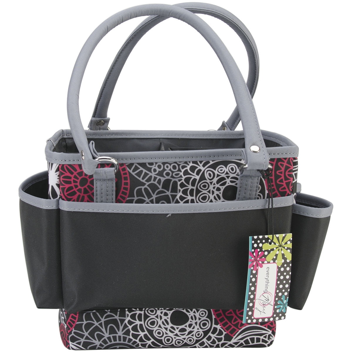 Storage Studios Large Utility Tote, 10.5" x 20.5" x 11", Pink and Grey
