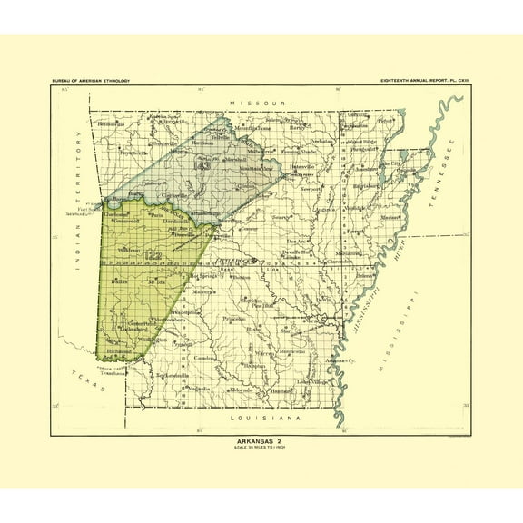 Historic State Map - Arkansas - Hoen 1896 - Vintage Wall Art