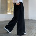 thumbnail image 4 of UACY Boy's Athletic Sweatpants Wide Leg Casual Fall Letter Sports Elastic Waist Baggy Pants Kids' Youth Open Bottom Sweatpant (Black, 7-8 Years), 4 of 7