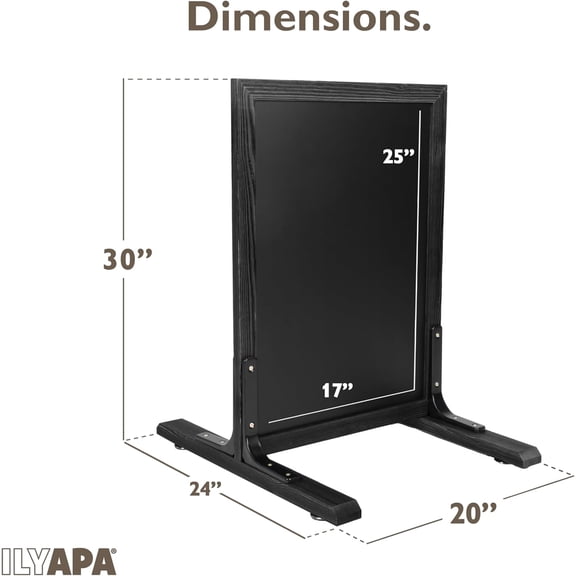 Large Chalkboard Sign - Free Standing Magnetic Sidewalk Sign - Outdoor Menu for Restaurant, Food Truck, Party, or Wedding - 30x20 Inch - Black