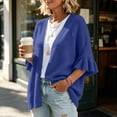 thumbnail image 4 of Warop Women's Cardigan Sweaters Ruffle 3/4 Sleeve Casual Openwork Knit Sweater Tops Oversized Fall Coat, 4 of 6