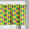 thumbnail image 3 of Ambesonne Green and Purple Valance Pack of 2, Mardi Gras Rhombs, 42"X12", Yellow Violet and Green, 3 of 5