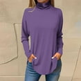 thumbnail image 2 of JnLxul Women's Tops Trendy High Neck Long Sleeve Tunic Solid Color Loose Undershirts Casual Basic Fall Tops, 2 of 4