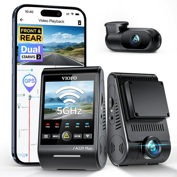 VIOFO A229 Plus Dash Cam Front and Rear Dual STARVIS 2 Sensors 2 Channel HDR 1440P+1440P Voice Control Car Dash Camera 5GHz Wi-Fi Ultra-Precise GPS 24 Hours Parking Mode Support 512GB Max