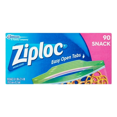 Custom Plastic Bags - Ziploc Zipper Snack Bags, 90 Ct