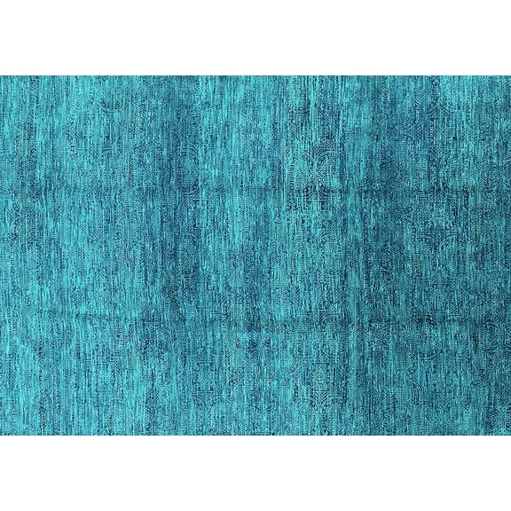 Ahgly Company Indoor Rectangle Oriental Turquoise Blue Industrial Area Rugs, 5' x 7'