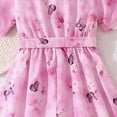 thumbnail image 6 of Girls Maxi Dress Floral Butterfly Print Pink Lightweight Summer Party Dress with Belt for Kids 7-12 Years,Size 11-12T, 6 of 9