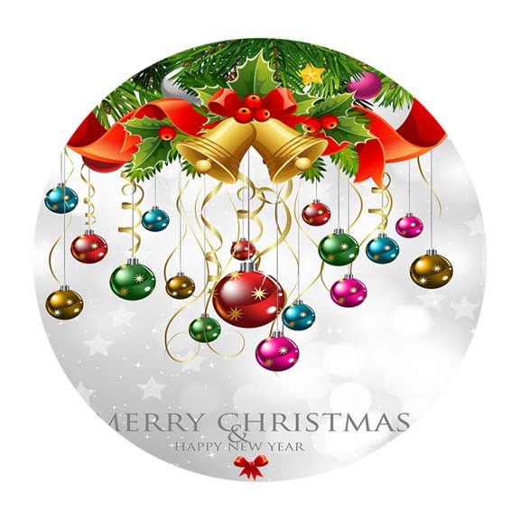 Round Christmas Table Cloth, Waterproof Tablecloth, Microfiber Fabric Table Cover for Party Picnic Outdoor and Indoor Colorful Balls