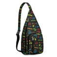thumbnail image 1 of Gaming Controller Print Sling Bag - Cool Retro Joystick Pattern Crossbody Backpack for Gamers, Water-Resistant Shoulder Pack (Colorful Graffiti Design, Lightweight & Durable), 1 of 4