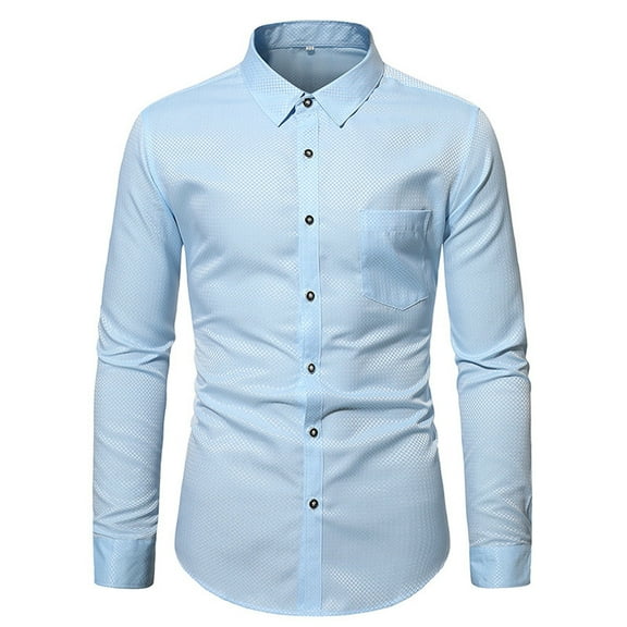 Gubotare Dress Shirts For Men Men's Oxford Dress Shirt-Cotton Casual Regular Fit Long Sleeve Shirt,Light Blue S