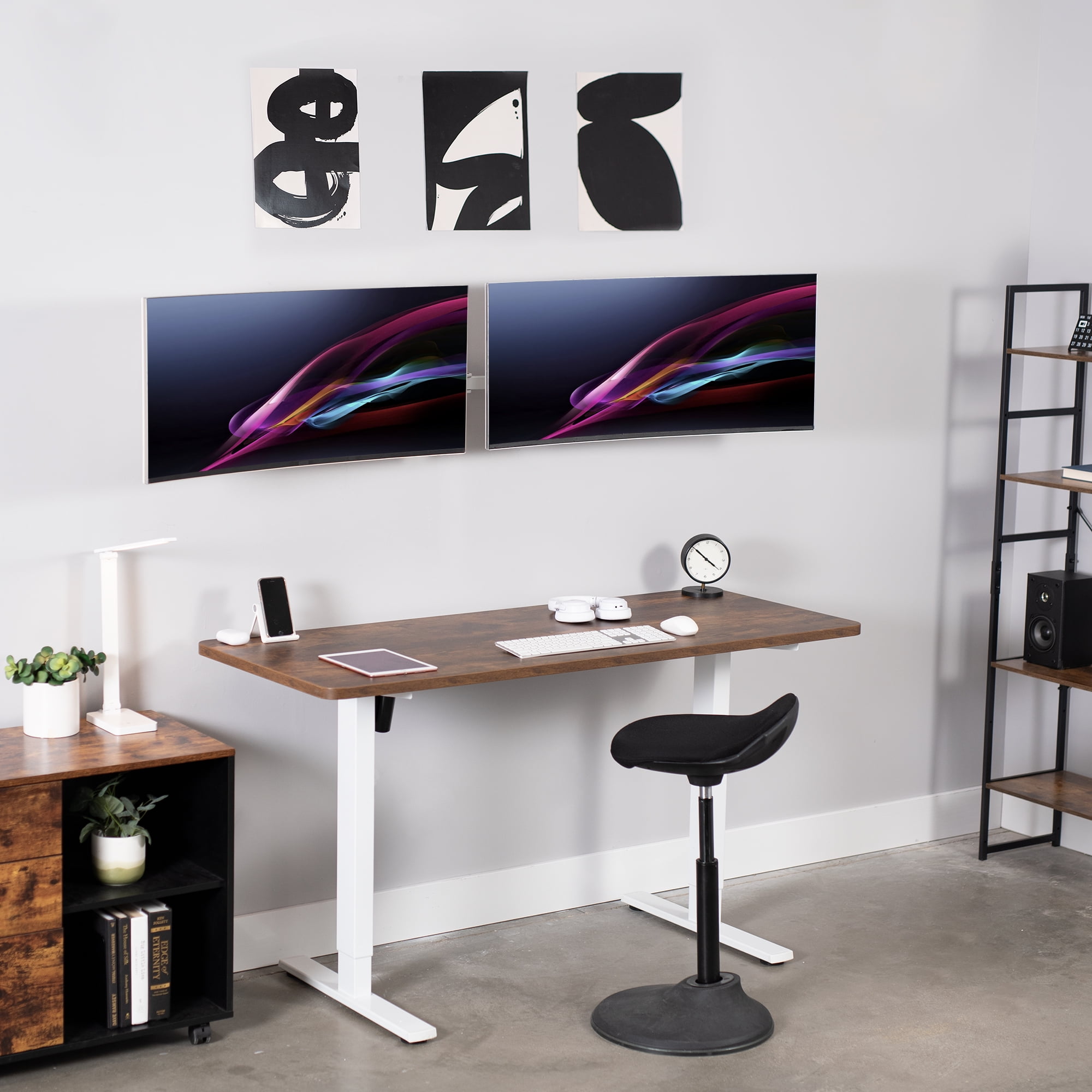 VIVO White Telescoping Flush Wall Mount for Dual 27"- 38" Ultra Wide Monitors