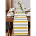 thumbnail image 4 of ERUNPONLY Orange Grey Striped Table Runner - 72 Inch Long Geometric Vertical Stripes White Cotton and Linen Blended Dress Scarves Farmhouse Table Runner for Kitchen Dining, Coffee Table, 16" x 72", 4 of 8