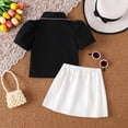 thumbnail image 5 of HAYIMI Toddler Girl Pearl Collar Heart Embroidery Skirt Outfit Sets For Kids Versatile Clothes Sets, 5 of 6