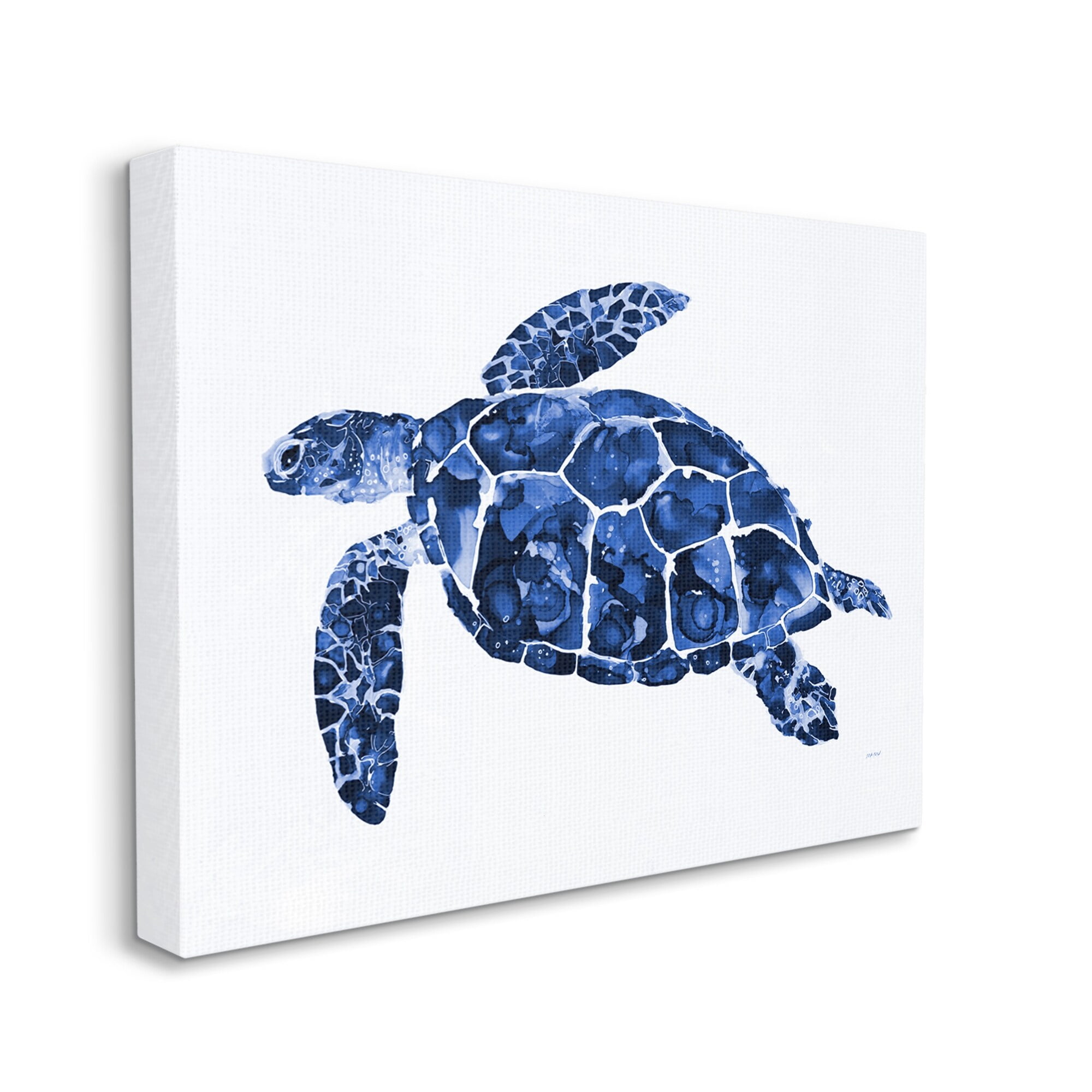 Stupell Industries Blue Speckled Sea Turtle Marine Animal Illustration Painting Gallery Wrapped Canvas Print Wall Art, Design by Patti Mann