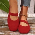 thumbnail image 5 of Dweltoz Mary Jane Ballet Flats for Women Slip on Square Toe Knit Flats Comfortable Breathable Work Low Heel Dress Shoes,Red 41, 5 of 9