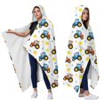 thumbnail image 2 of Wearable Blanket,Cartoon Tractors Stars White Pattern Hooded Wearable Flannel Blanket for Adults & Teens,Winter Poncho Shawl Wrap Cape Cozy Anti-Pill,60"x80", 2 of 5