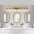 thumbnail image 3 of 8-Light Modern Vanity Light with Clear Glass Shades & Industrial-Strength Iron Construction, Sleek Gold Finish for Bathroom Mirror & Makeup Vanity Illumination (Bulbs Not Included), 3 of 9