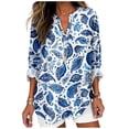 thumbnail image 1 of Top tipo túnica MARSVOVO azul con estampado de cachemir y cuello en V para mujer 2XL, 1 of 3