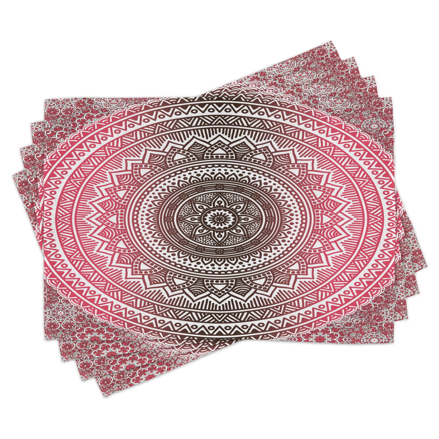 Pink and White Placemats Set of 4 Bohemian Ombre Mandala Vintage ...