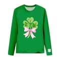 thumbnail image 4 of St. Patrick's Day T-Shirt for Women Glitter Shamrock Graphic Crewneck Long Sleeve Slim Fit Festive Top Saint Paddy's Day Party Celebration Clothes, 4 of 6