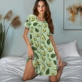 thumbnail image 3 of FKELYI Greeen Avocado Print Nightgowns Button Down Nightdress for Women Summer Sleepwear Dress Nightshirt Dress Crew Neck Lounge Wear Dress Short Sleeve Pajama Dress, M, 3 of 6
