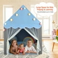thumbnail image 4 of Gymax Kids Playhouse Tent Large Castle Fairy Tent Gift w/Star Lights Mat Blue, 4 of 9