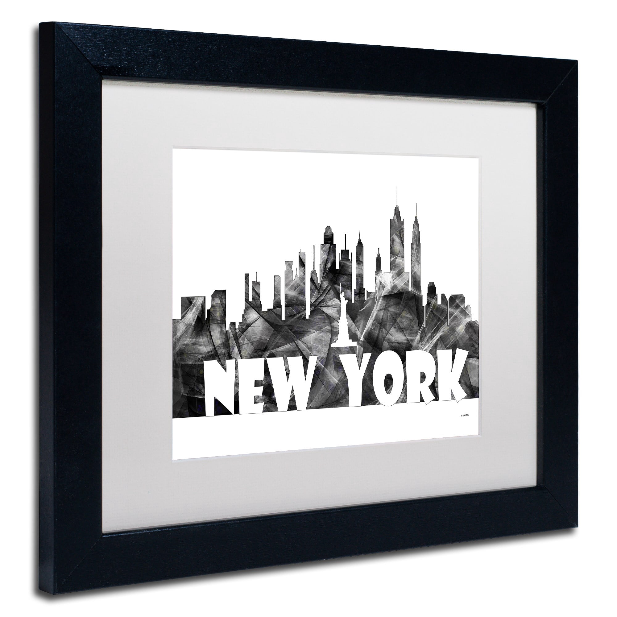 Trademark Fine Art 'New York New York Skyline BG-2' Canvas Art by Marlene Watson, White Matte, Black Frame