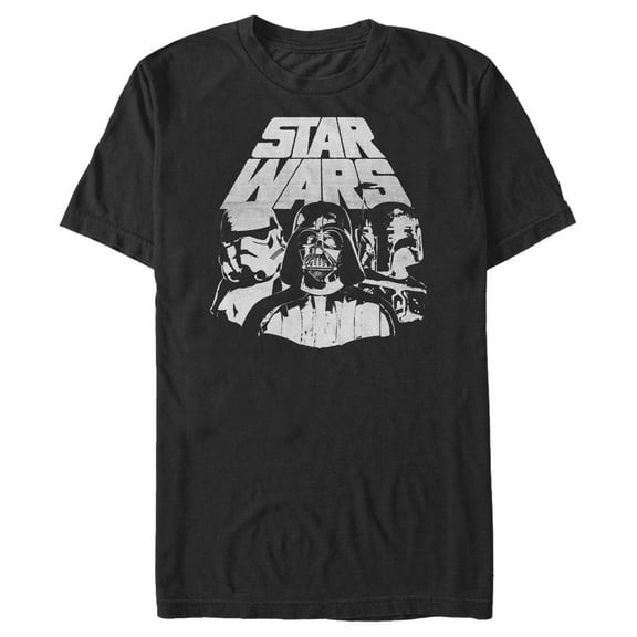 Men's Star Wars: A New Hope Trio Black and White Logo  Graphic T-Shirt