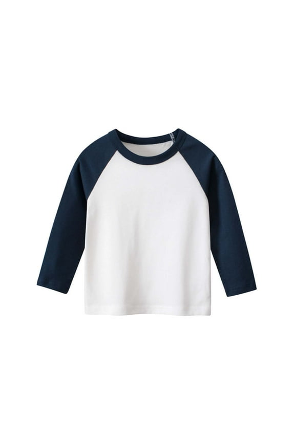 Boys Fall Clothes Toddler Boys Color Block Long Sleeve Shirts Cotton Print Boy's T-Shirts Spring/Fall White Size,3-4 Years