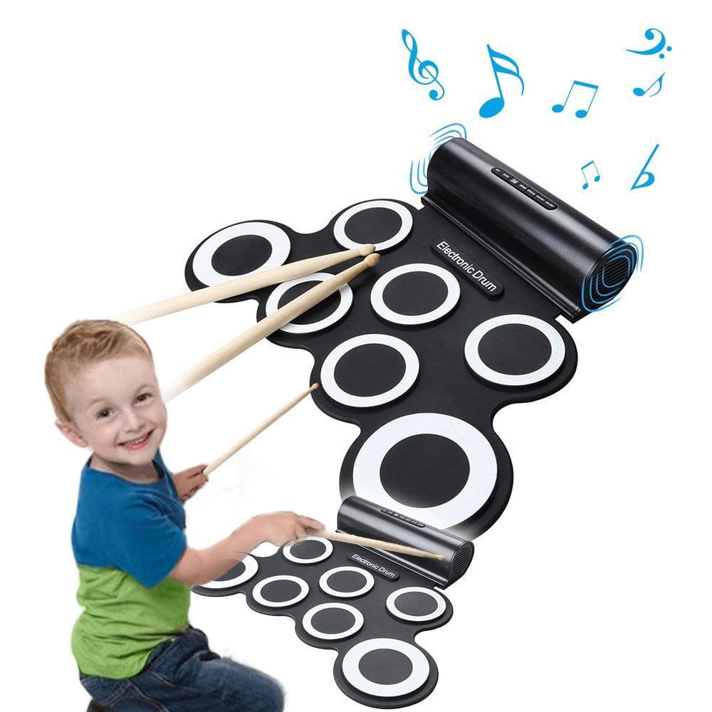Portable Electronic RollUp Drum Kit, Foldable Drum Set Built in