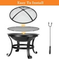 thumbnail image 4 of Foyer Extérieur en Acier de 22 Pouces avec Couvercle – Bol à Feu Rond à Bois avec Écran Pare-Étincelles en Maille et Grill BBQ, 4 of 6