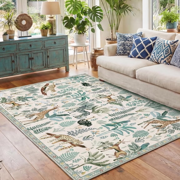 Soft Throw Rugs , Small Washable Entryway Rugs  with Non Slip Backing, Low-Pile Faux CashmereCarpet