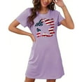 thumbnail image 6 of Plus Size Sleepwear New 2025 Summer Nightgowns for Women Plus Size Short Sleeve Crewneck Casual Sleepdress 4th of July Loose Fitted Shirt Dress Purple S, 6 of 7