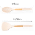 thumbnail image 2 of Juego de 2 herramientas de cocina ergonómicas antirayaduras con mango de madera natural para utensilios de cocina antiadherentes en color crema, 2 of 5