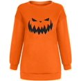 thumbnail image 3 of Sweatshirts Visage de Citrouille d'Halloween pour Femmes Manches Longues Surdimensionnées Col Rond Orange Pull Tops, 3 of 7