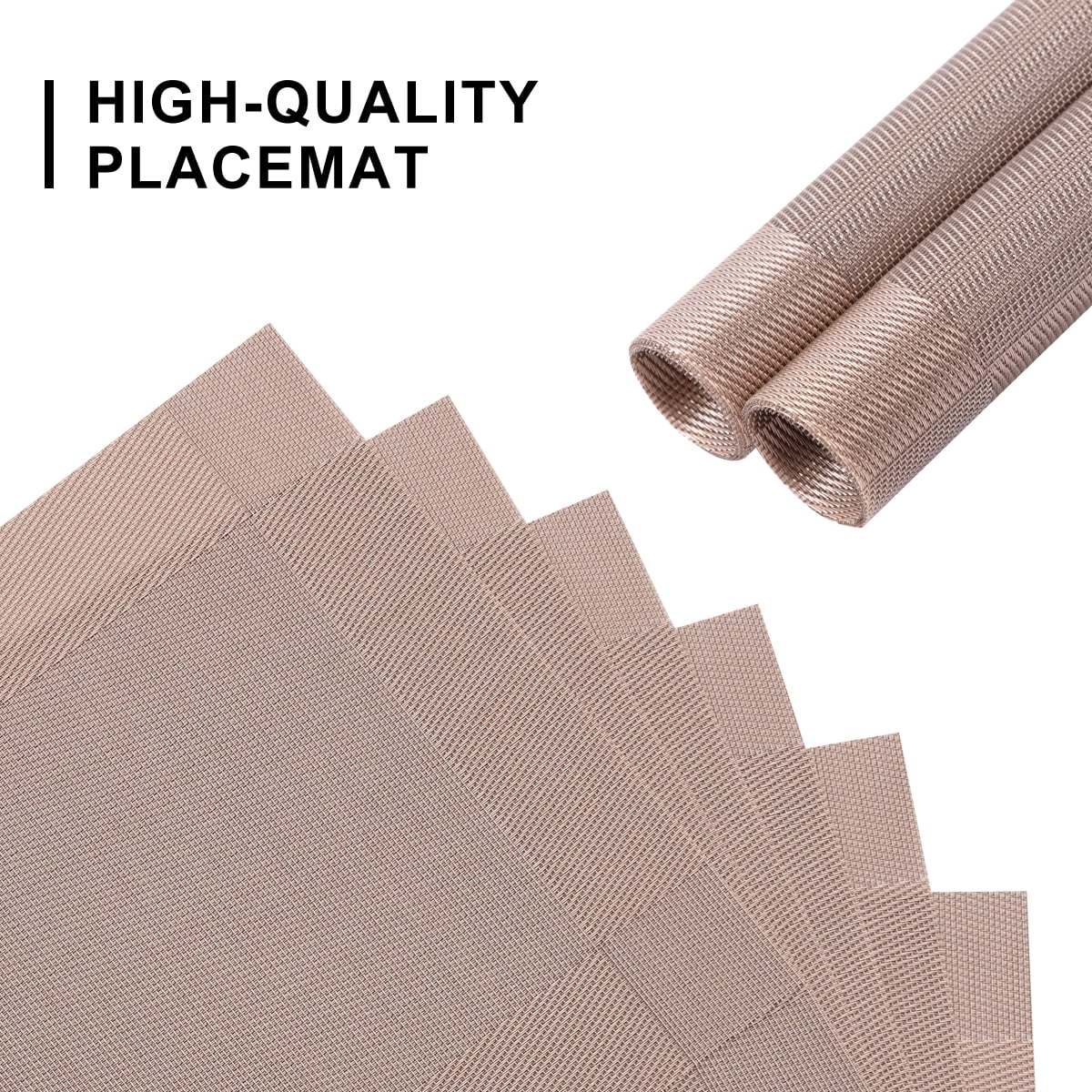 RAY STAR Vinyl Placemats Set of 6, 12''x18'' Vinyl Weave Placemats, Heat Resistant Wipable Place Mat