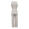 thumbnail image 4 of Women Summer 2 Piece Outfits Casual Sleeveless Sweatsuits Matching Wide Leg Tracksuits Sets Fashion Clothes Juniors Womens Wedding Pantsuits Womens Suite Rompers And Jumpsuits for Women plus Size, 4 of 4