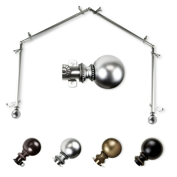 Domovina Elias 13/16" 4-Sided Bay Window Curtain Rod-Color:Satin Nickel,Size:112-192"