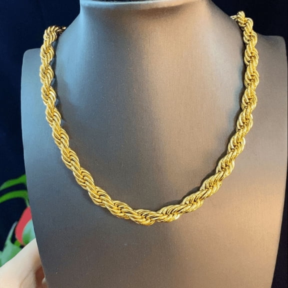 14K Yellow Real Gold Real Solid Rope Chain | 5.0 mm | 16 Inches |