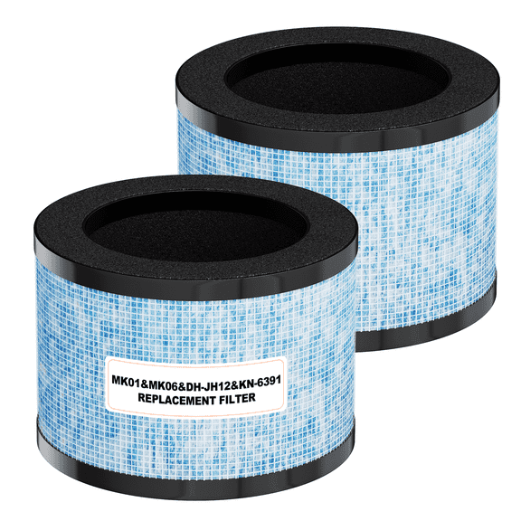 2-Pack DH-JH01 & DH-JH06 Air Purifier Filter Replacement for AROEVE MK01 & MK06, ToLife TZ-K1, VOOPNU DH-JH12 Air Purifier, 4-IN-1 H13 True HEPA & Activated Carbon Filter, Blue