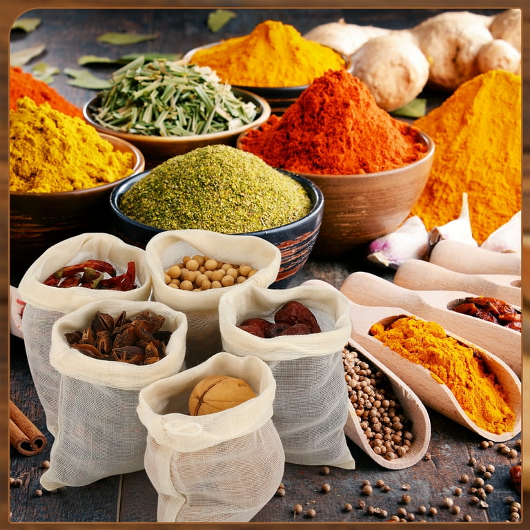 AOWOO 60-Piece Muslin Spice Bags with Drawstring photo 7