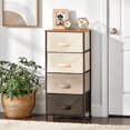 thumbnail image 2 of mDesign Tall Dresser Storage Tower Stand with 4 Removable Fabric Drawers - Steel Frame, Wood Top Organizer for Bedroom, Entryway, Closet - Multi/Espresso Brown, 2 of 8